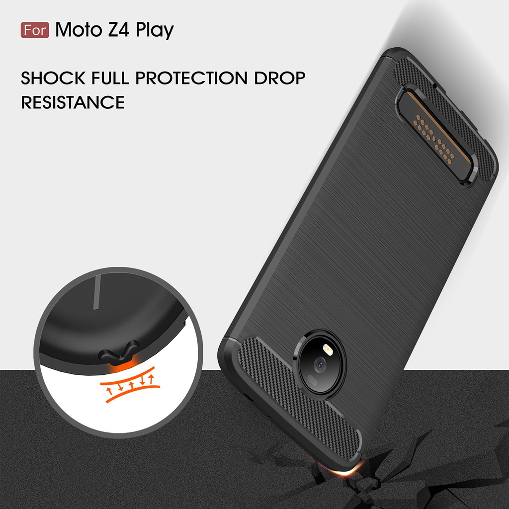 Ốp điện thoại sợi carbon mềm cho Motorola Moto  Z2 Z3 Z4 Play