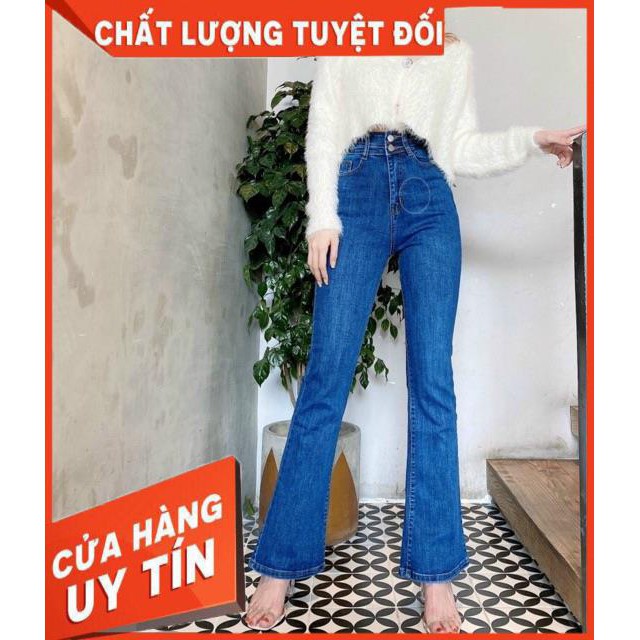 QUẦN JEANS LOE DÁNG DÀI LƯNG CAO 2 NÚT- ảnh thật shop chụp