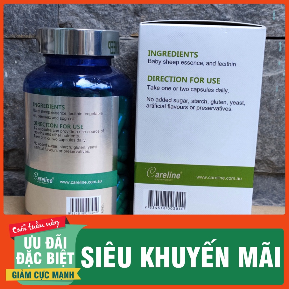 GIÁ HỦY DIỆT Viên Uống Careline Baby Sheep Essence 33000 max 200 viên Nhau Thai Cừu Của Úc GIÁ HỦY DIỆT
