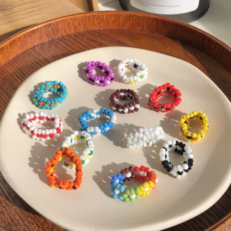 Bộ Nhẫn Nhựa Acrylic Trong Suốt Nhiều Màu Phong Cách Bohemian Dễ Thương