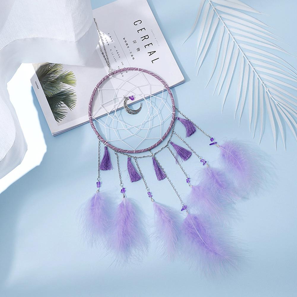 Moon Tua Handmade Dream Catcher Quà tặng với đèn LED Dreamcatcher Mặt dây chuyền Sáng tạo Chuông gió Rỗng Treo tường