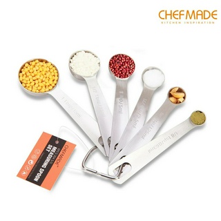 Bộ 6 Muỗng Đo Lường CHEFMADE WK9268 Bằng Thép Không Gỉ Dùng Để Làm Bánh Tiêu Chuẩn FDA