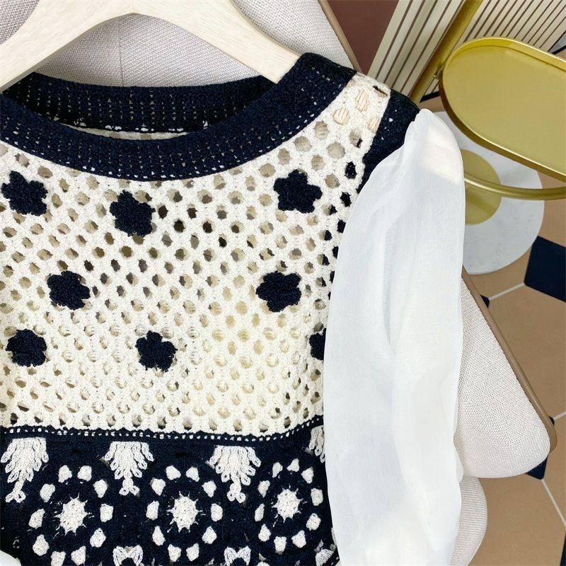 Áo Dệt Kim Tay Dài Vải Chiffon Thời Trang Thu Hè Cho Nữ