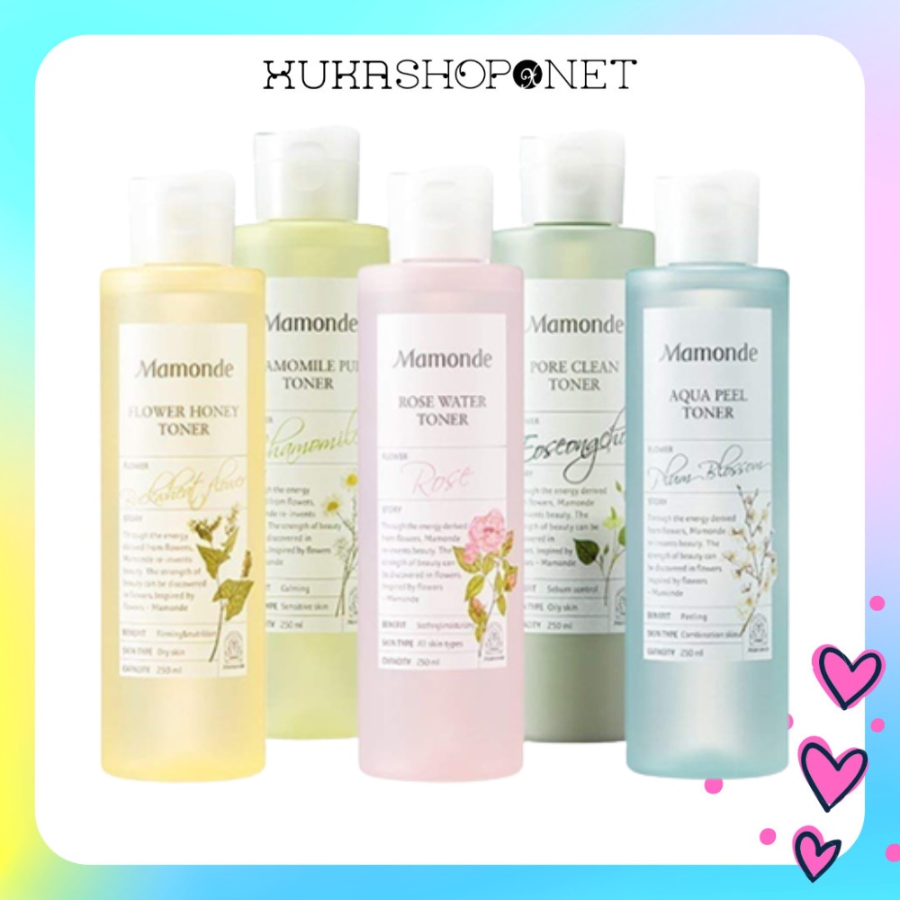 Nước hoa hồng / nước cân bằng da Mamonde Toner Rose Water /Pore Clean/ Chamomile Pure 250ml