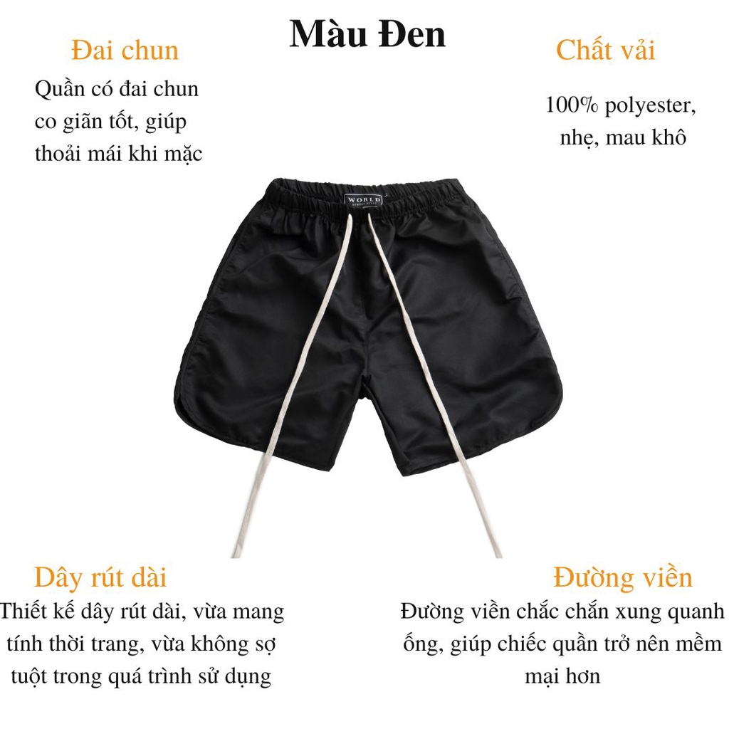 Quần short nam Streetwear thể thao hoặc mặc nhà, Polyester dày, nhẹ, thoáng mát | Track Shorts
