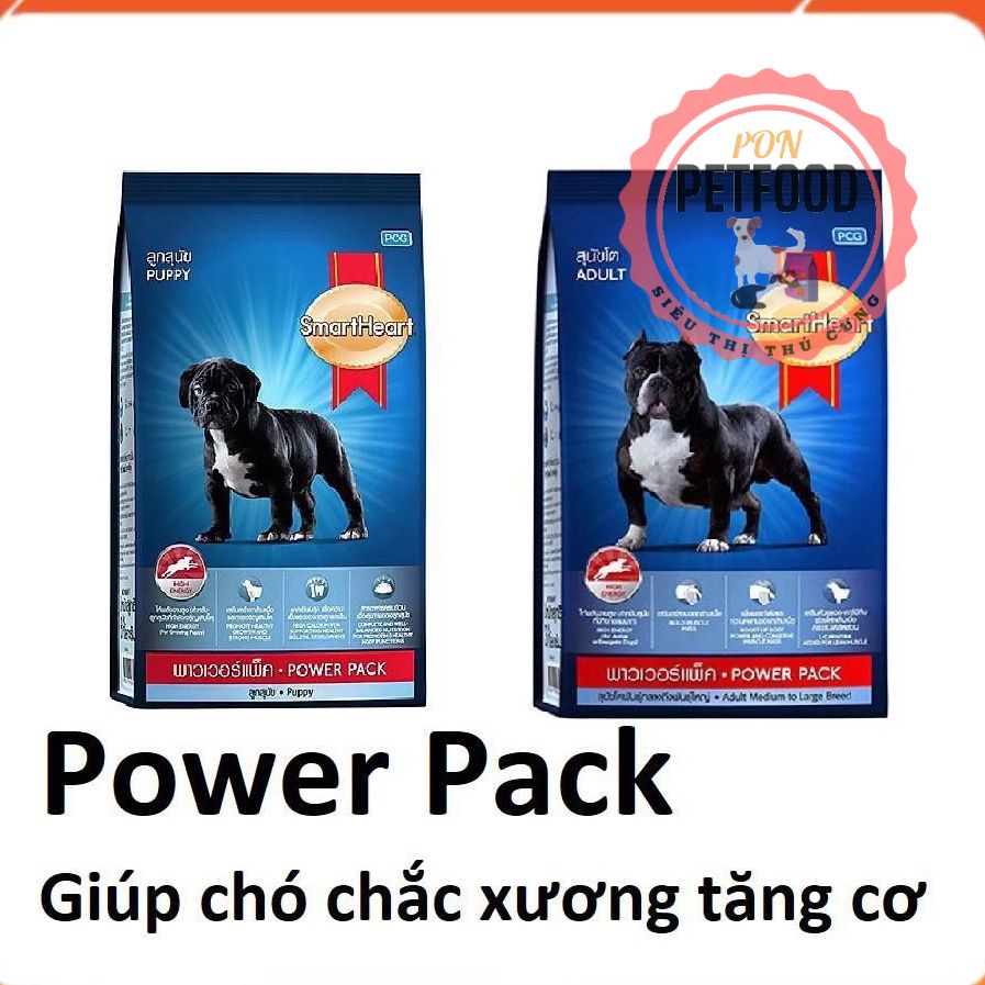 HCM- Gói 3 kg - Thức ăn chó Smartheart Power pack (dùng cho mọi loại chó) tăng cơ chắc xương