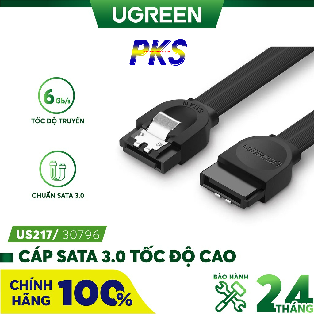 Cáp SATA 3.0 đầu thẳng dài 0.5m chính hãng Ugreen 30796 tốc độ truyền dữ liệu cao