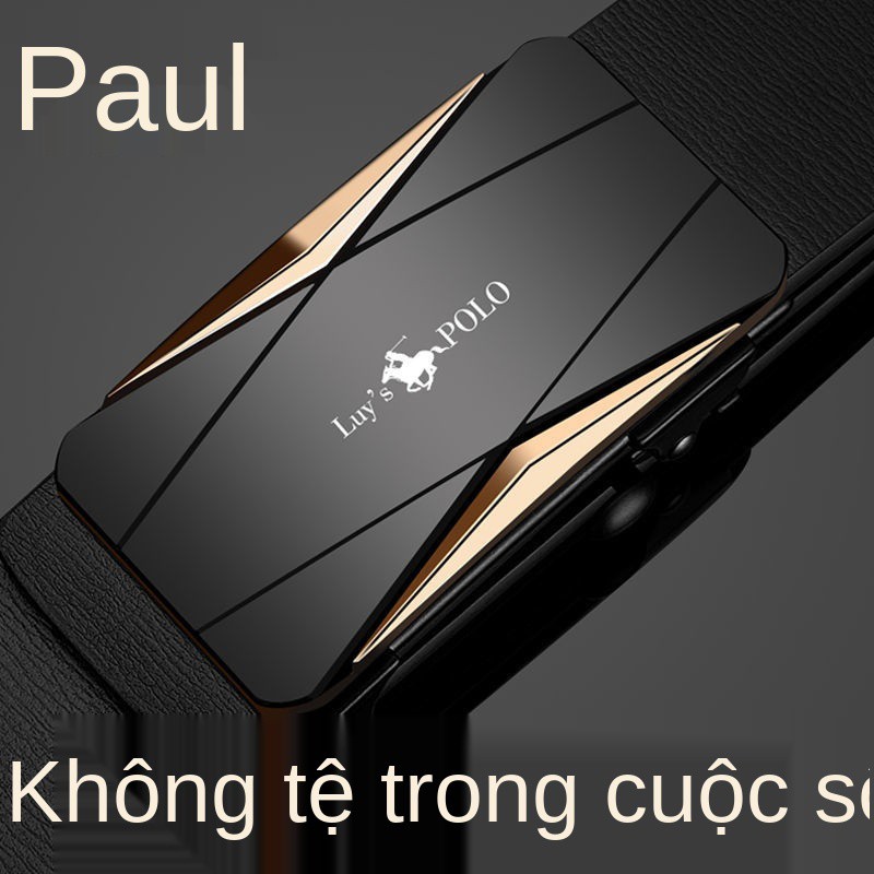 Thắt lưng nam da bò thật Paul chính hãng có khóa tự động, xu hướng công sở, thư giãn, phù hợp với tất cả các loại