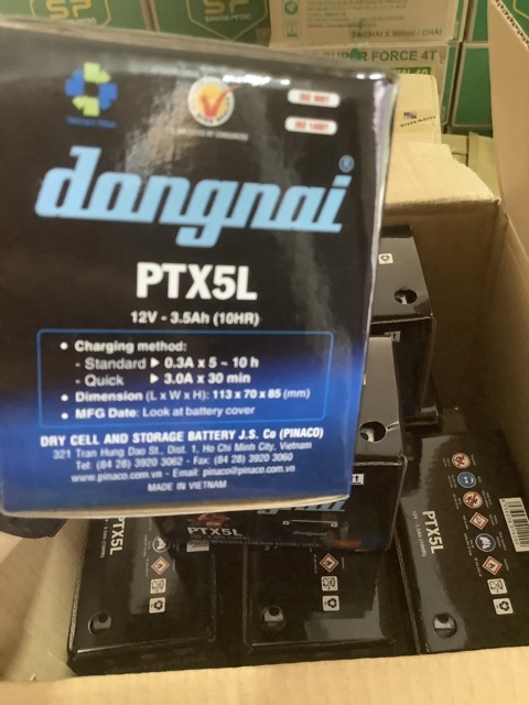 Bình acquy Đồng Nai chính hãng PTX5L bình thấp