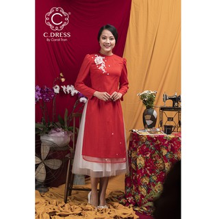 Áo Dài Cách Tân Nữ 4 Tà Đính Hoa Handmade 💖HÀNG THIẾ KẾ💖 Áo Dài Tết