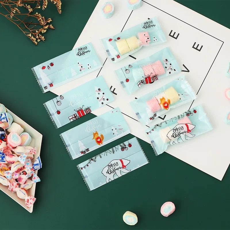 100 vỏ túi kẹo nougat giáng sinh 4x9cm