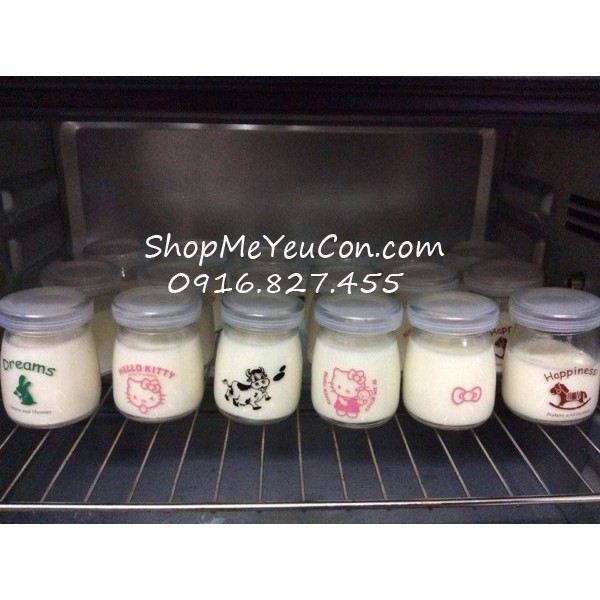 Bộ 12 hũ thủy tinh làm sữa chua in hình | BigBuy360 - bigbuy360.vn