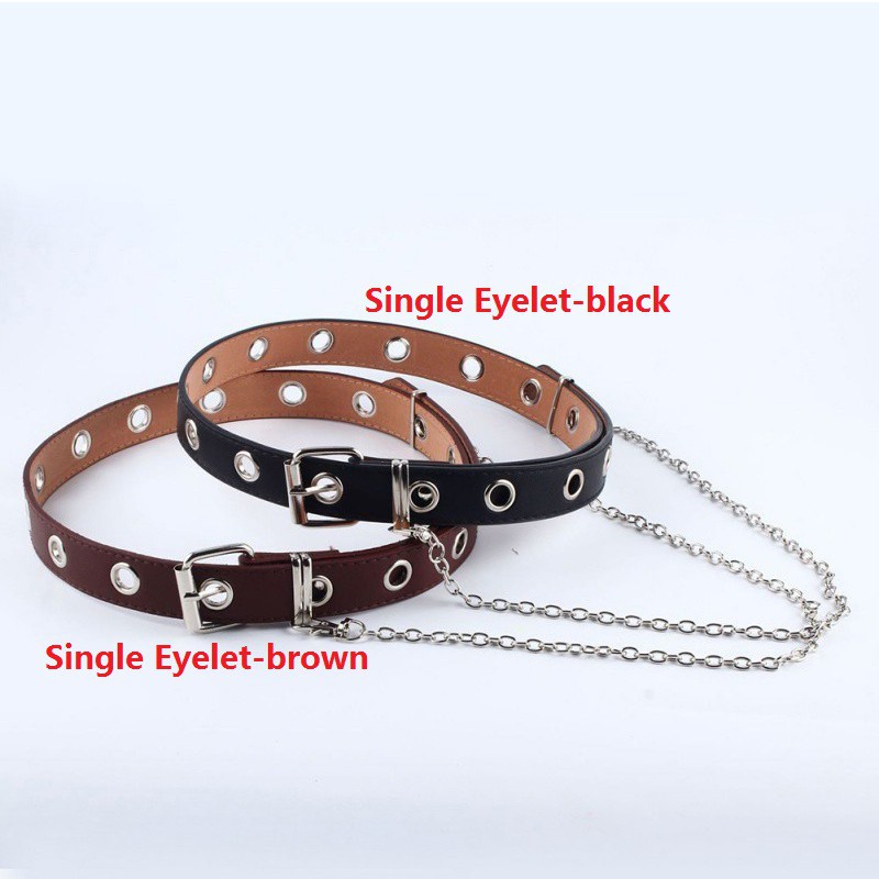 Thắt lưng da PU đục lỗ cá tính phong cách Punk