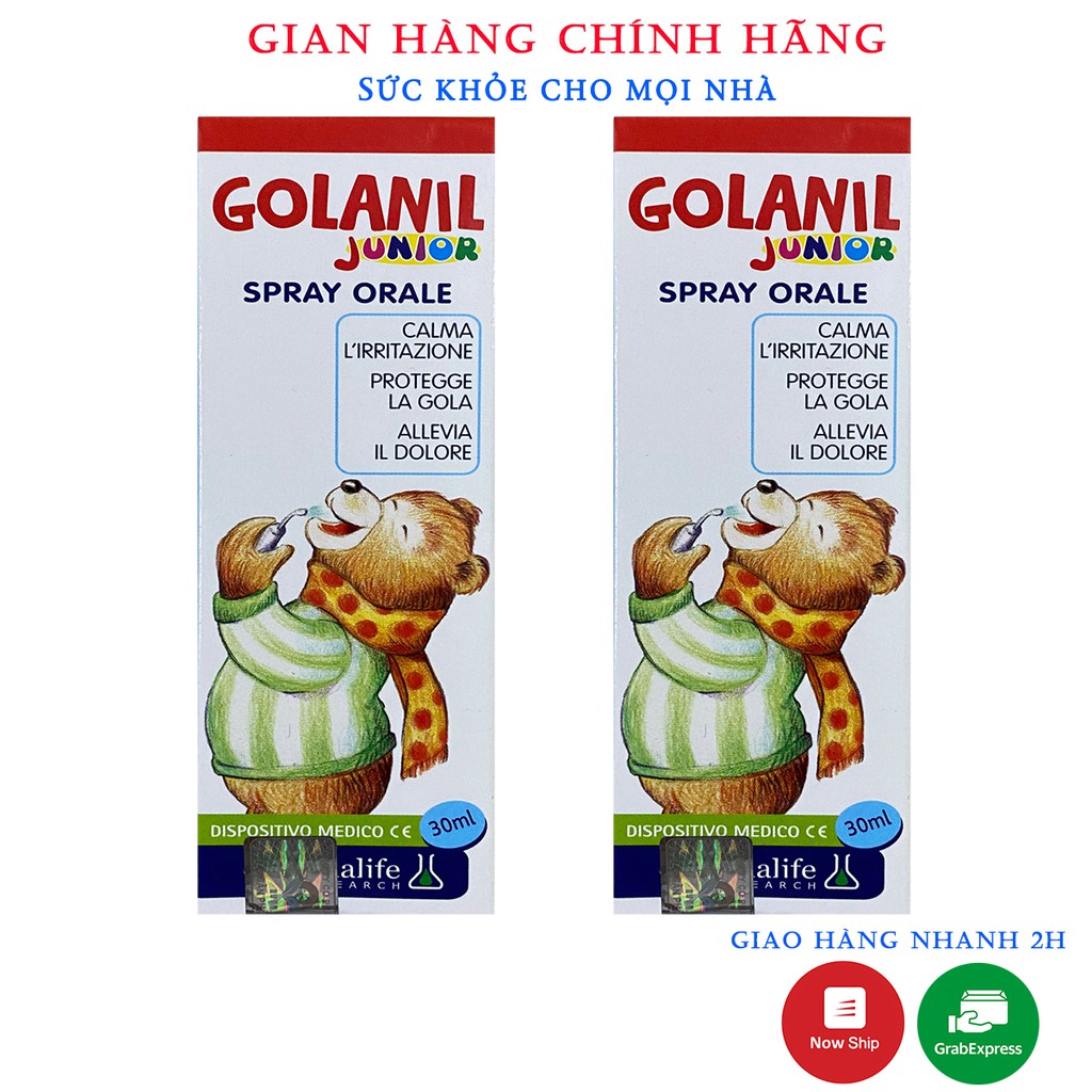 Xịt Họng Golanil Spray Orale 30ml.Giảm Ho,Đau,Ngứa Rát Họng Cho Bé Chiết Xuất Keo Ong