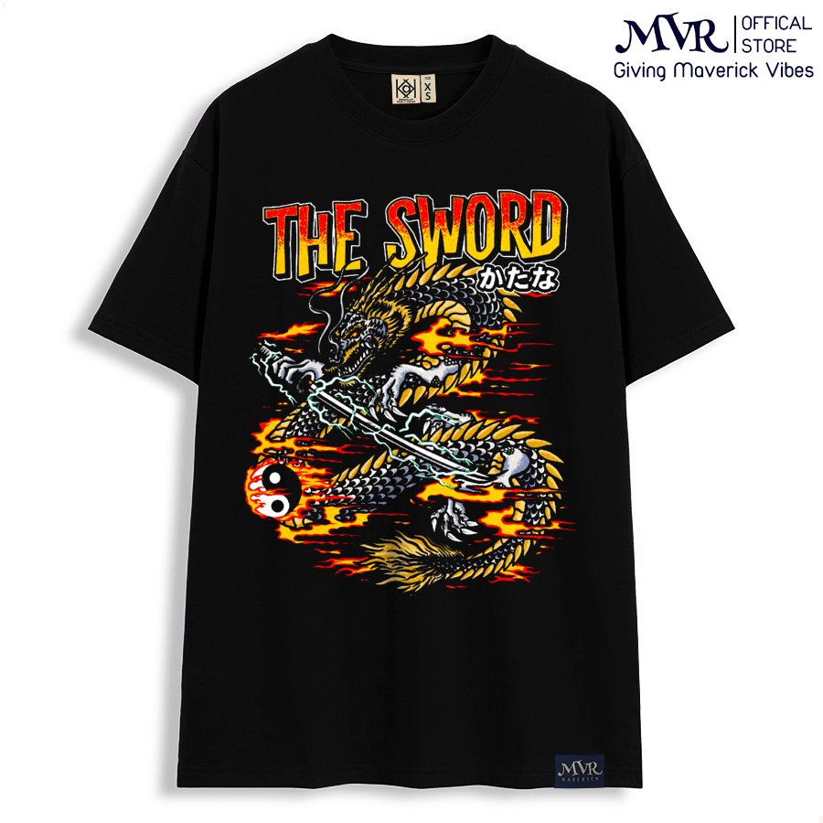 Áo thun nam phông nữ thanh kiếm và con rồng lửa unisex phong cách big size MVR BB4328