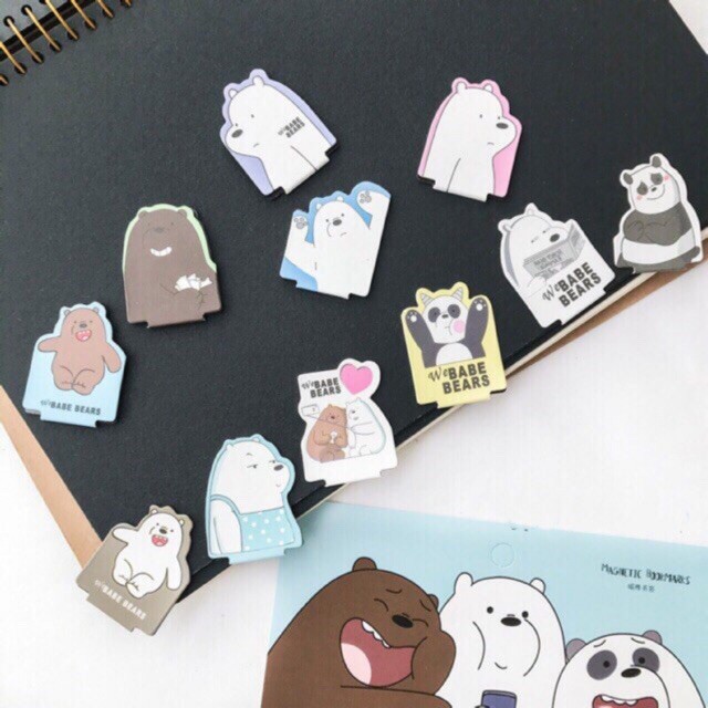 Set 4 bookmark nam châm We Bare Bears Chúng tôi đơn giản là gấu