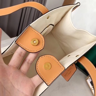 Túi Coach tote vải phối bố