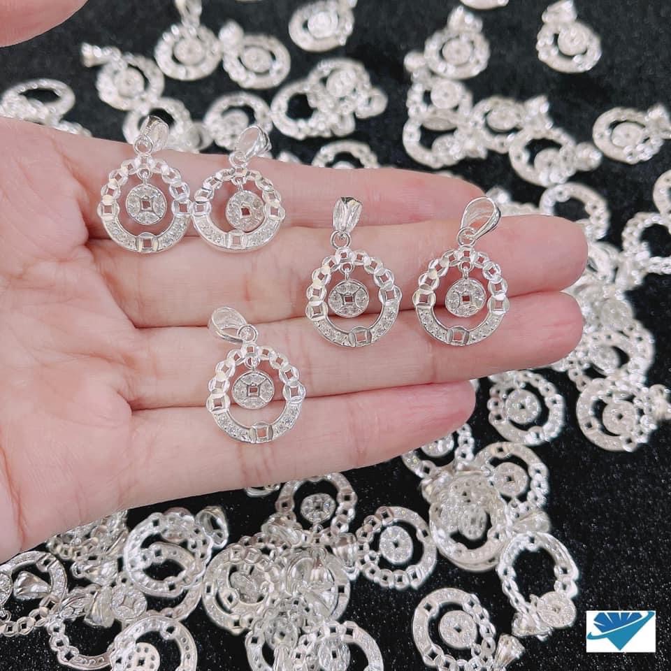Dây chuyền mặt kim tiền đính đá nhỏ chiêu tài lộc chuẩn bạc ta - Kho sỉ bạc Nhất Linh