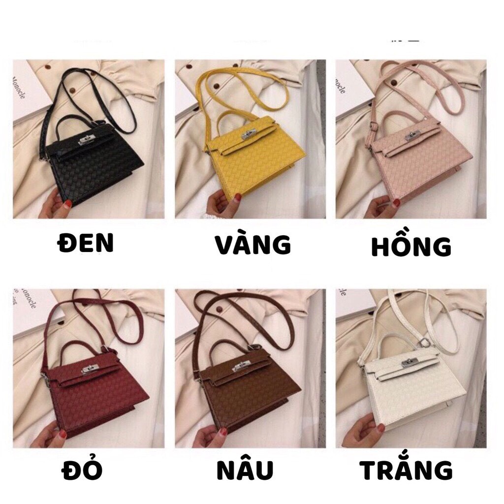 Túi Xách NữTặng QuàTúi Xách Mini đeo chéo da PU cao cấp đan chéo phối dây đeo nhỏ nhắn thời trang MÃ 7851