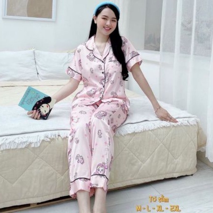 Bộ Pyjama Mặc Nhà Lụa Tơ Cao cấp Quần Dài Tay NgắnGiảm 10K Đơn 200K