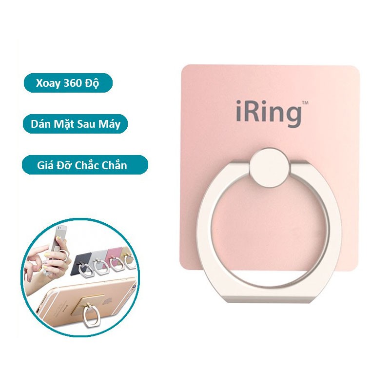 Nhẫn dán lưng điện thoại thông minh Iring, giá đỡ lưng điện thoại Ring Phone xoay tròn 360 độ