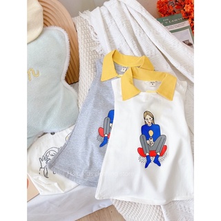 Váy suông cổ polo bé gái