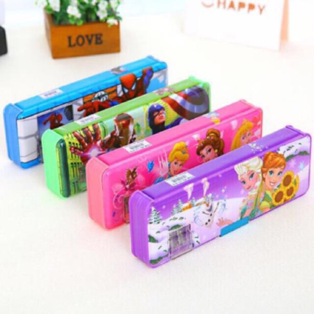 Hộp đựng bút nhựa 2 mặt có nam châm nhiều màu sắc - HV Store 326
