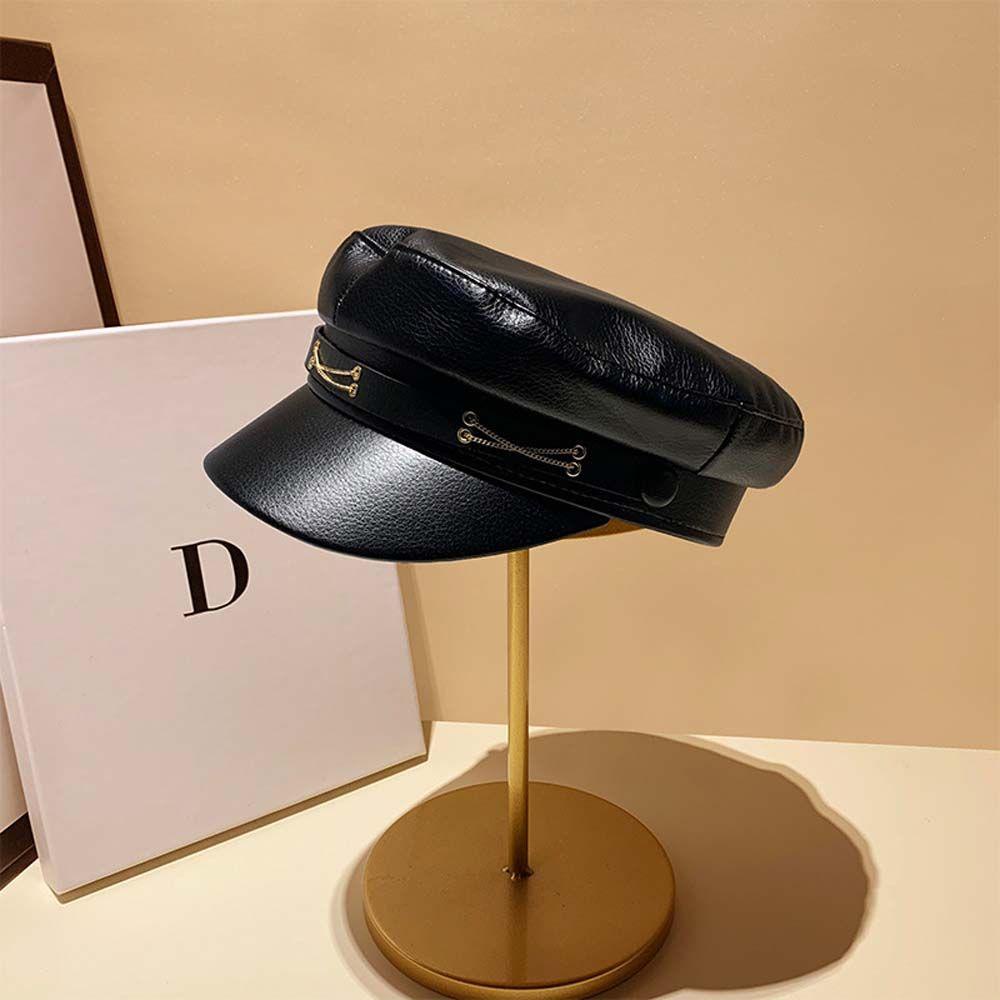 Nón Beret Bằng Da PU Phong Cách Hàn Quốc Đơn Giản Thời Trang Cho Nữ
