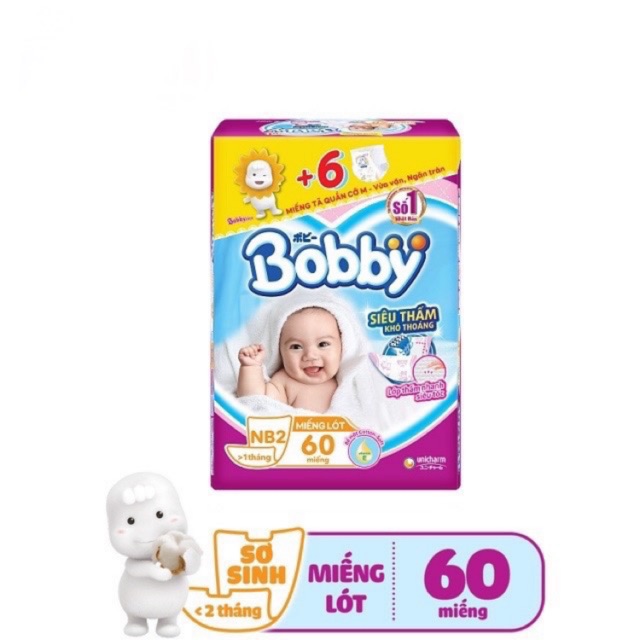 [Tặng thêm 6 miếng size M] Miếng lót Bobby Fresh Newborn 2-60 miếng