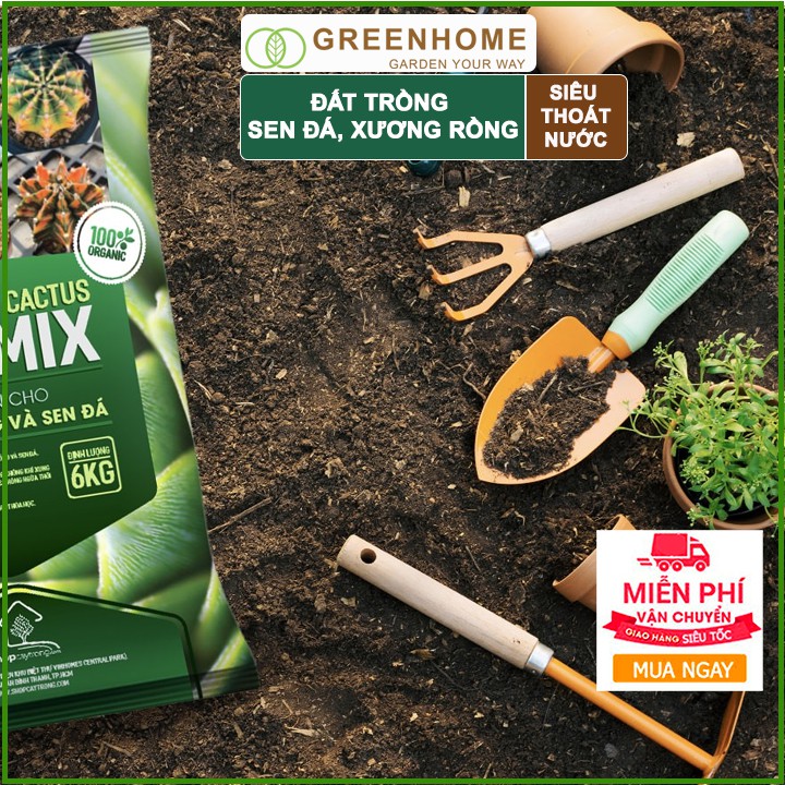 Đất trồng Sen đá Soil Mix, bao 1kg, đầy đủ dinh dưỡng, thoát nước tốt, Sen đá bền màu |Greenhome