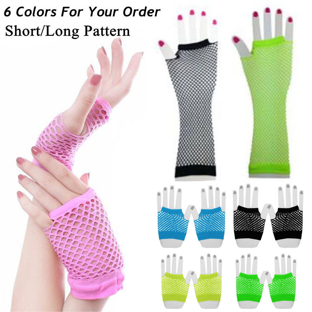 Găng tay lưới hở ngón màu xanh dương/đen thời trang