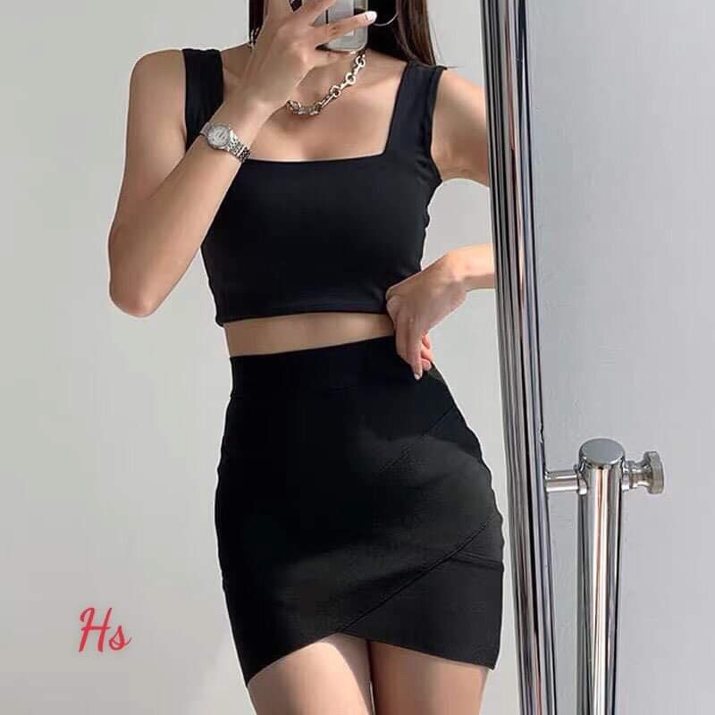 Áo Croptop Nữ Hai Dây Cổ Vuông So Hot🦋 Áo Crt Nữ Ba Lỗ Hai Màu Siêu Xinh