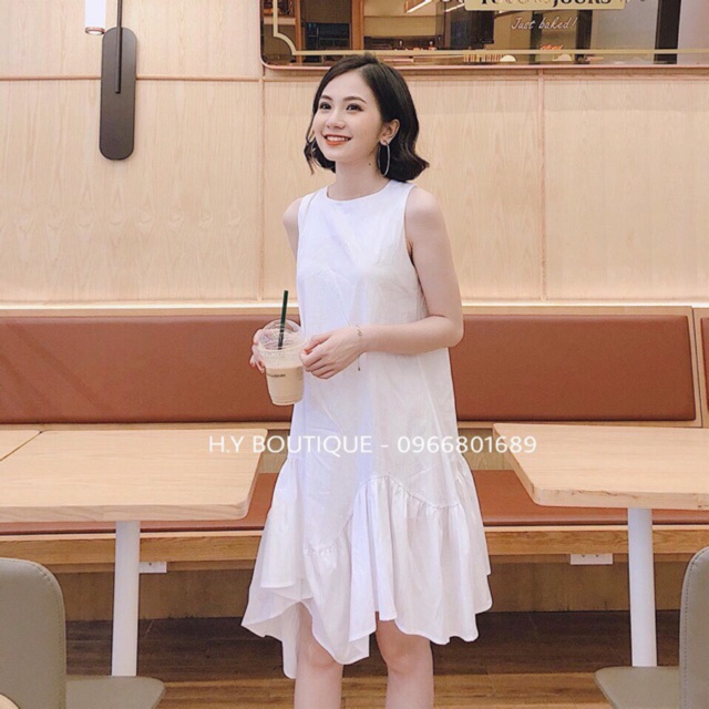 ĐẦM MAXI  ĐUÔI CÁ TRẮNG kèm hình chụp thật