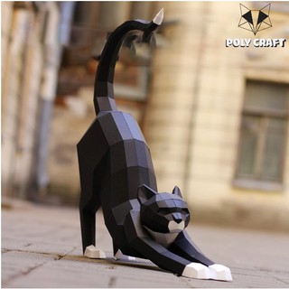 Mô hình giấy decor trang trí động vật hình Mèo lười 3D POLYCRAFT