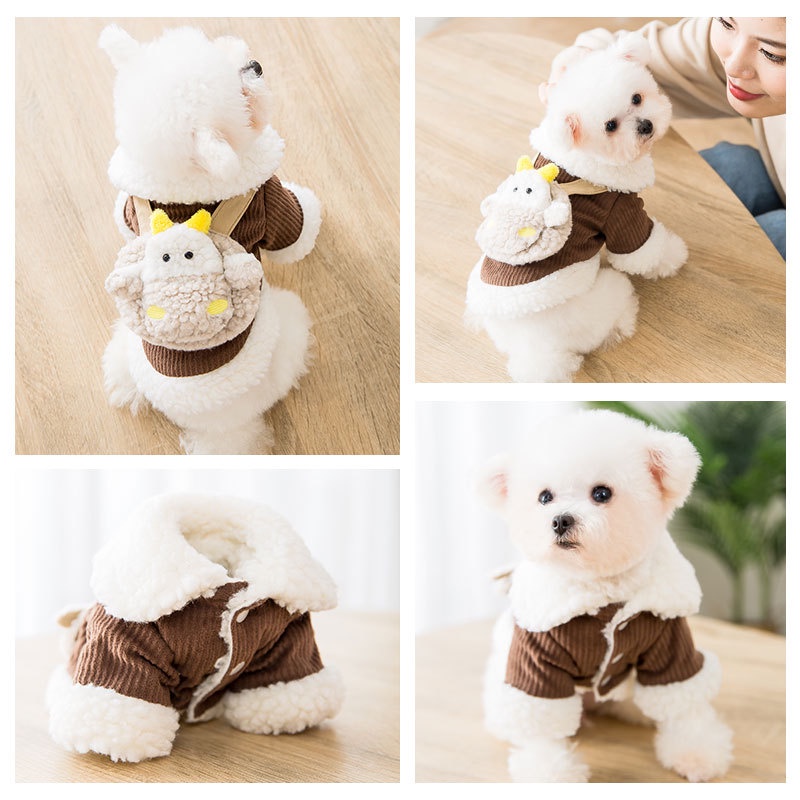 Áo cho chó mèo - áo khoác hoạt hình nhồi bông ấm áp cho các bé thú cưng