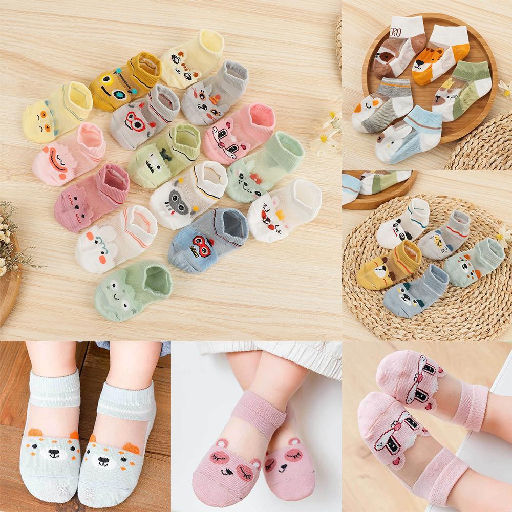 Set 5 Đôi Vớ Cotton Mùa Hè Dễ Thương Cho Bé Sơ Sinh 0-3 Tuổi