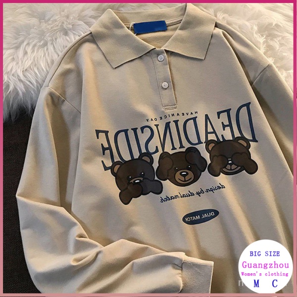 Áo Sweater Dáng Rộng Cổ Polo Có Size Lớn 200 Thời Trang Xuân Thu Dành Cho Nữ