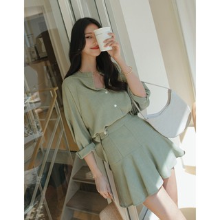 Áo sơ mi cổ trụ lai bầu nữ Air Space 2111821027