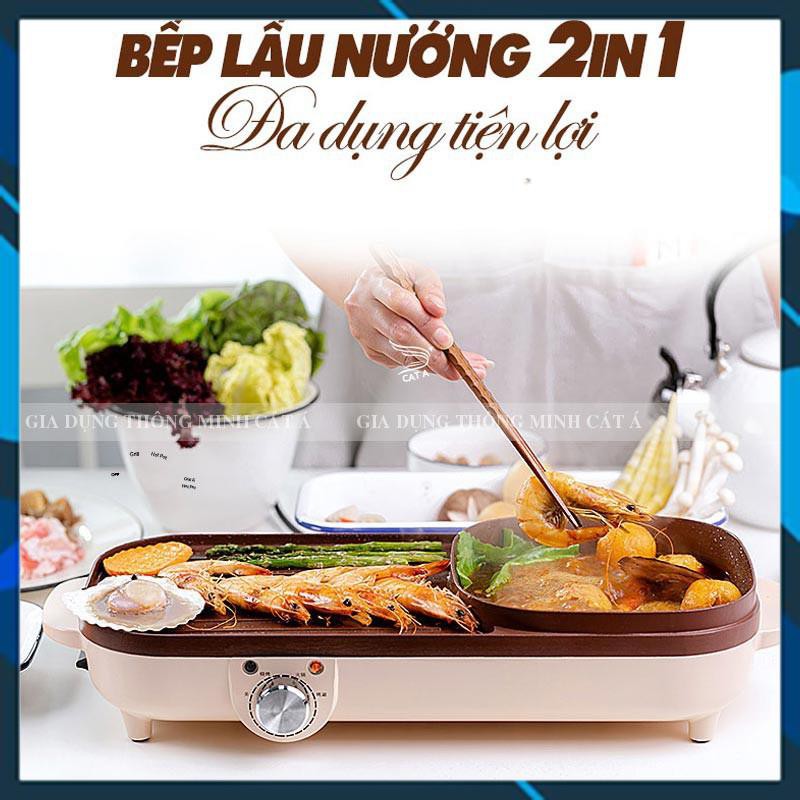 {Rẻ mỗi ngày} Bếp lẩu nướng 2in1 chống dính không khói cho gia đình bạn bè tiệc Hàn Quốc sử dụng 1 thành 2 rấtTiện lợi