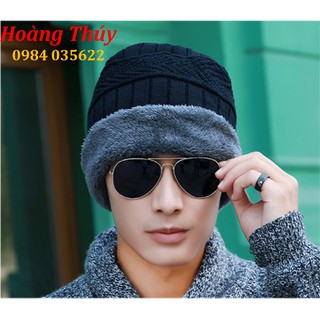 Set Mũ len thời trang cho Nam & Nữ (Màu Xanh coban)