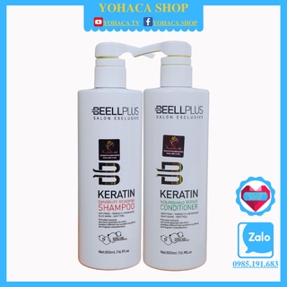 Dầu gội đầu Dầu xả tóc Beell plus keratin sạch gàu ngăn rụng tóc 500ml