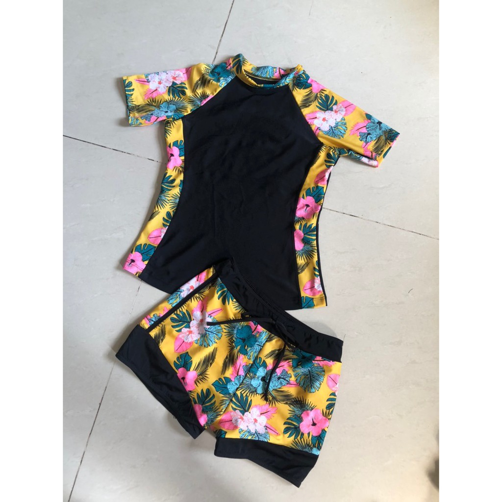 Bikini, Đồ Bơi Đi Biển Hai Mảnh Áo Ngắn Tay Quần Đùi Nhiều Màu ODERI HM-021