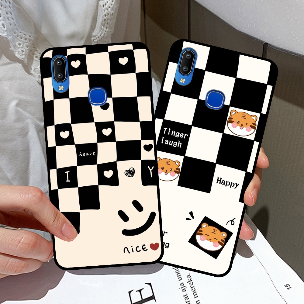 Ốp Vivo Y91 / Y91c / Y93 / Y95 in hình sọc caro, họa tiết đen trắng dễ thương