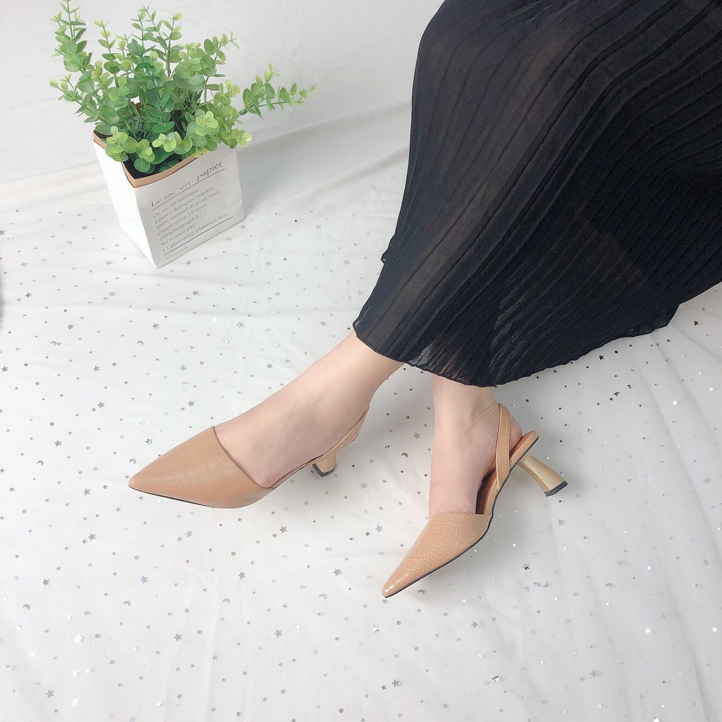 GIÀY SANDAL SLINGBACK VIMILY DA VÂN GÓT SƠN 7 CM HÀNG VNXK