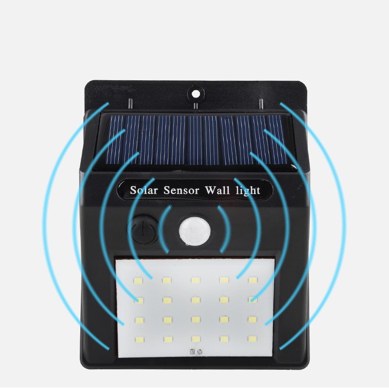 Đèn Led năng lượng mặt trời chống nước-  cảm biến hồng ngoại 20 LED - tự động ngày tắt đêm bật khi có người chuyển động