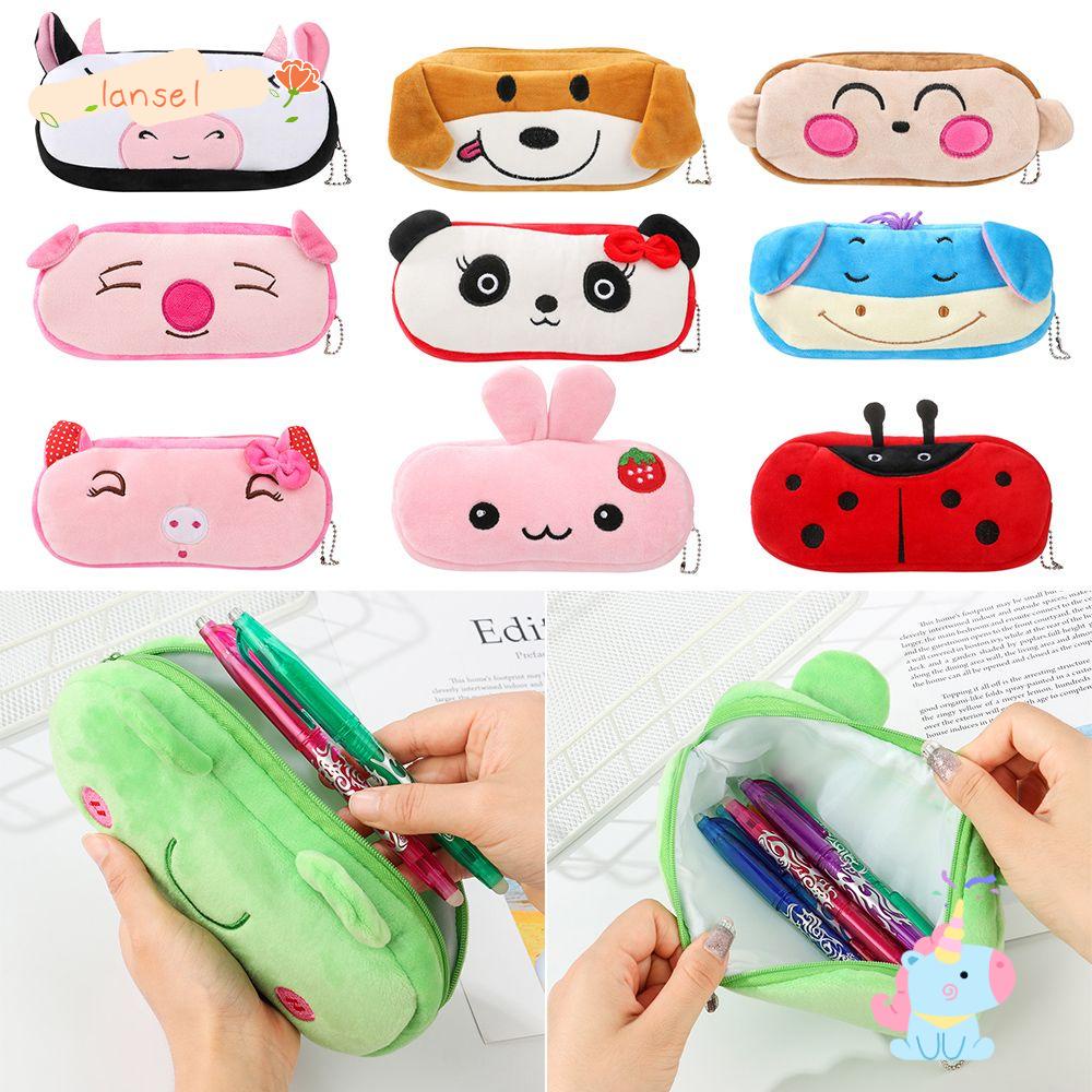 Túi Đựng Bút / Mỹ Phẩm Kiểu Hoạt Hình Động Vật Phủ Lông Dễ Thương Tiện Dụng Ốp