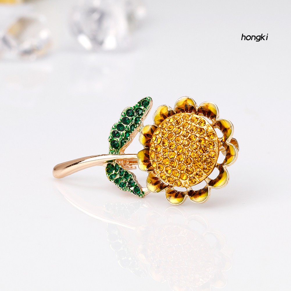 Ghim Cài Áo Hình Hoa Hướng Dương Đính Đá Nhân Tạo Thời Trang Cho Nữ