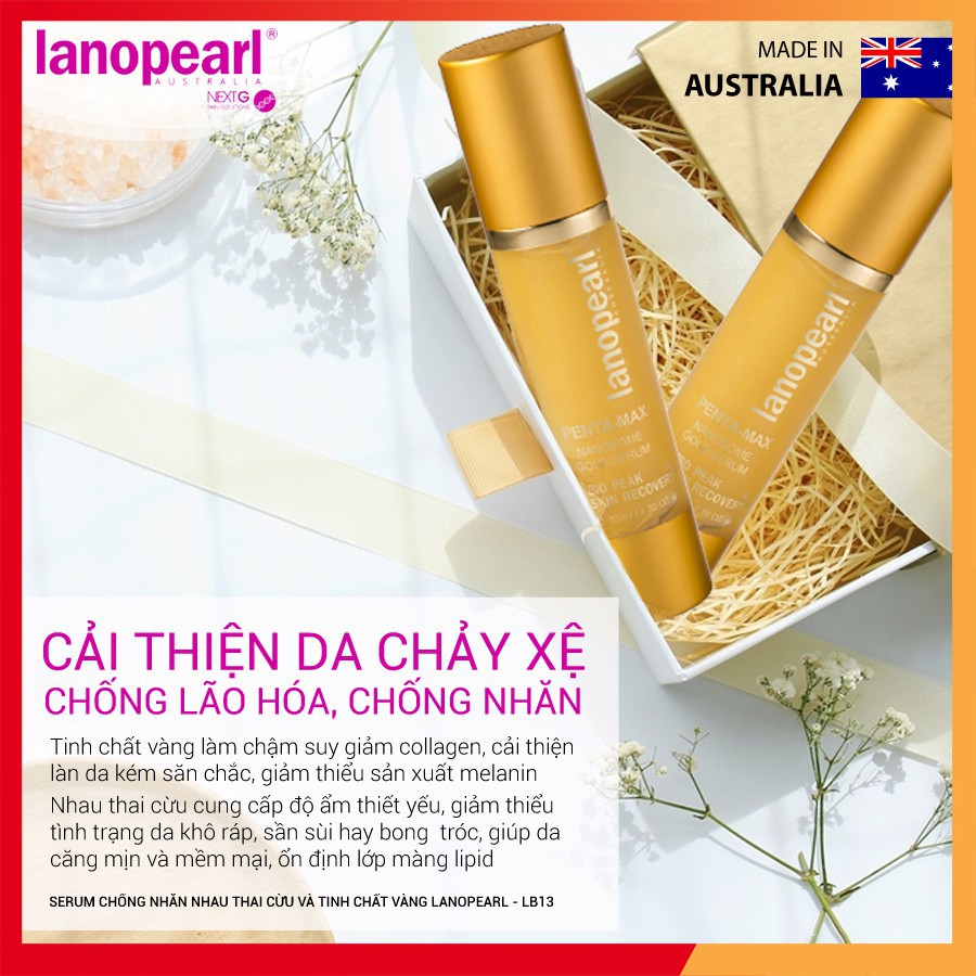 Serum chống nhăn Tinh chất vàng và Nhau thai cừu cho da nhờn - Lanopearl - 50ml - Úc