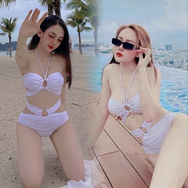 Bikini nữ đẹp rẻ 2 khoen tròn bụng xinh xắn kín đáo R06