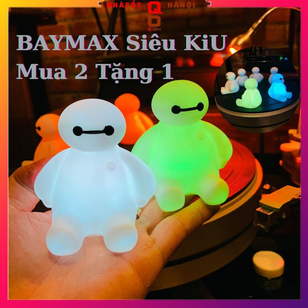 Đèn ngủ Baymax đèn led nhiều màu tạo hình đèn trang trí hoạt hình Mua 2 tặng 1 có thể thay đổi màu sắc cực kì dễ thương